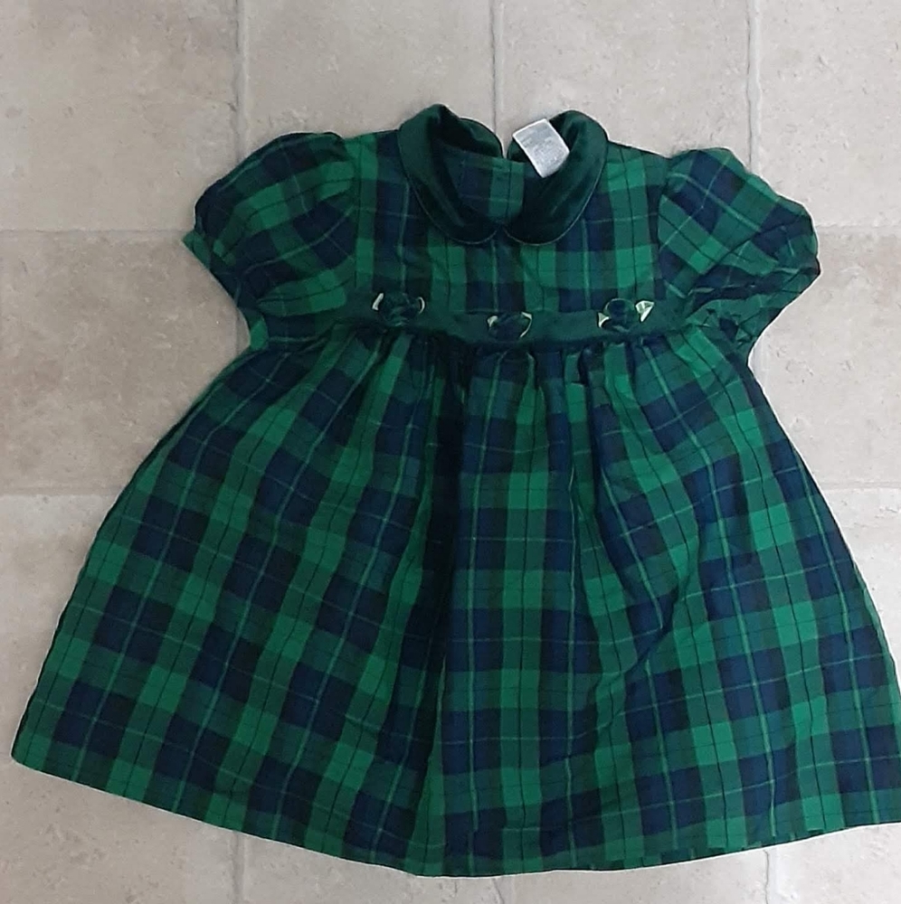 Class Club Baby  Girls Black Blue And Green Plaid Dress Size 24 Months